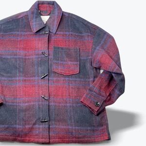 ICHI Ihfinara Jacke Shacket Checked‎ Plaid Tassle Back Oversized Jacket Small